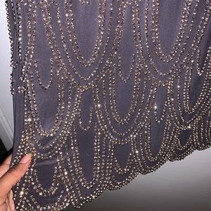 Beaded grey short prom dress